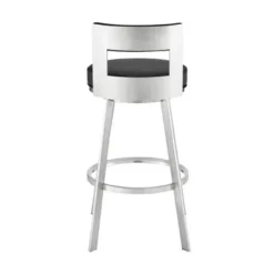 Lynof Swivel Counter Stool In Brushed Stainless Steel With Black Faux Leather -Gourmet Interiors 88f6de63 b1d2 4305 a823 9f8bdaf8b8f7