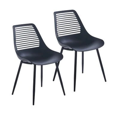 Porthos Home Ebrill Dining Chairs Set Of 2, Plastic Shell, Iron Legs - Black 3 Porthos Home Ebrill Dining Chairs Set Of 2, Plastic Shell, Iron Legs - Black