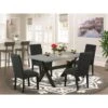 Dining Room Set - A Rectangular Table And Upholstered Dining Chairs - Cement And Black Finish (Pieces Options) - X696DR124-5