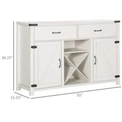 HomCom Wooden Farmhouse Sideboard Storage Buffet Cabinet - White -Gourmet Interiors 899d0fcb 2d52 4886 9af1 dc36b00b7174