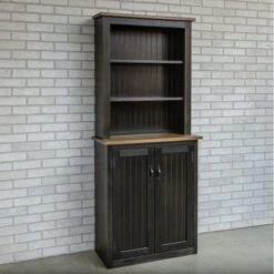 72-inch Tall Lodge Style China Cabinet With 3 Display Shelves And 2 Doors - Espresso Top & Base -Gourmet Interiors 89eaab45 4729 4554 96c9 9f9d178ea7d2