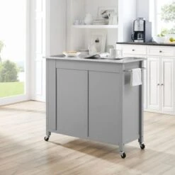 Savannah Stainless Steel Top Full-Size Kitchen Island/Cart - 37"H X 42"W X 18.25"D - Kitchen Cart - Stainless Steel - Grey -Gourmet Interiors 8a0ab923 45d7 4b75 8f9a ee37229f84cd