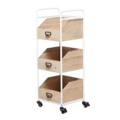 Brown Wood Industrial Wheels Storage Cart - 13"L X 12"W X 36"H - Kitchen Cart -Gourmet Interiors 8a2e106a 39dc 4dfb aac9 80ae9e126bf7