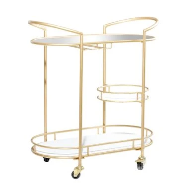Contemporary Modern Iron 3 Tier Drink Bar Storage Cart - Gold, Silver, Or Matte Black - Gold 4 Contemporary Modern Iron 3 Tier Drink Bar Storage Cart - Gold, Silver, Or Matte Black - Gold - Image 2