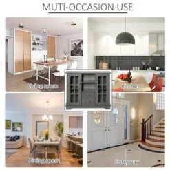 HOMCOM Modern Sideboard Storage Console Cabinet With Glass Door And Drawer For Kitchen, Living & Dining Room - White -Gourmet Interiors 8b3cf8ae 4c1e 49ee 9f02 ed7200e2451f