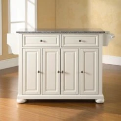 Alexandria Solid Granite Top Kitchen Island In White Finish - Stationary - White - Granite -Gourmet Interiors 8b4e37dc 4924 473a 94c7 b65f21fb40dc