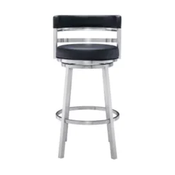 Titana 26" Counter Height Swivel Black Faux Leather And Brushed Stainless Steel Bar Stool -Gourmet Interiors 8b6b991f 637c 43e6 9dfe c6e24fa3e084