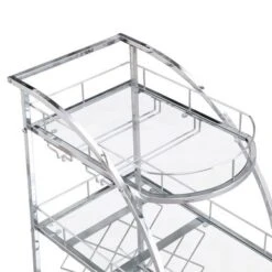 Silver 3-tier Metal And Glass Rolling Bar Cart Serving Wine Cart With Glass Top (30.1 In. W X 36.2 In. H) - Silver - Kitchen Cart -Gourmet Interiors 8b74f415 59e5 4e89 99cf 48a406cc16ef