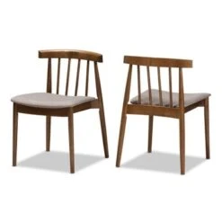 Mid-Century Beige Fabric Dining Chair Set By Baxton Studio - Short - Set Of 2 - Beige -Gourmet Interiors 8bf21c85 0a9e 466b 9461 81a32faddb9c