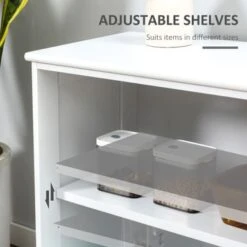 HOMCOM Modern Kitchen Sideboard, Stackable Storage Cabinet, Sliding Glass Door Console, Cupboard Serving Buffet For Kitchen - White -Gourmet Interiors 8c3c1cb8 3cda 4cd2 a561 e60c252648bf