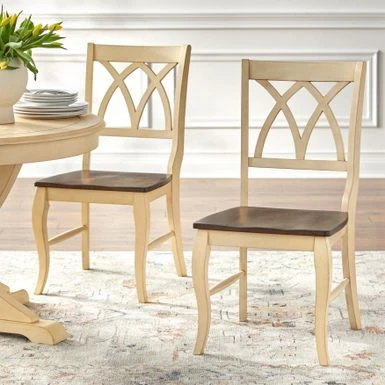 Lifestorey Montauk Solid Wood Dining Chair - Antique White/Oak - Set Of 2 3 Lifestorey Montauk Solid Wood Dining Chair - Antique White/Oak - Set Of 2