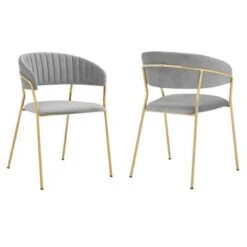 Nara Modern Velvet And Gold Metal Leg Dining Room Chairs - Set Of 2 - Blue -Gourmet Interiors 8cdea64b 9ea1 4ae3 b32f 3dfc60e861c7