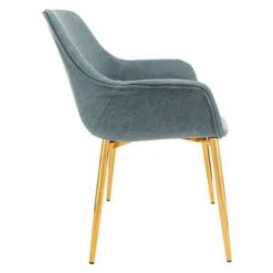 LeisureMod Markley Modern Leather Dining Armchair With Gold Metal Legs - Peacock Blue -Gourmet Interiors 8d287141 70e9 4f6f 93c0 debfd05424b2