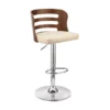 Khalia Adjustable Swivel Cream Faux Leather And Walnut Wood Bar Stool With Chrome Base -Gourmet Interiors 8d6e1333 39f3 4423 9bd4 9cb7680b7b6c