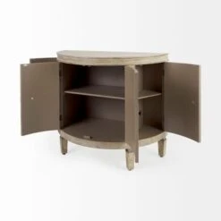 Lennon Dark Brown Fir Veneer W/ 4 Doors Curved Accent Cabinet - 38.5L X 18.5W X 32.3H - Dark Brown -Gourmet Interiors 8d781fa8 3f56 45dc b87f 5943881392e7