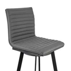 Jermaine 26" Counter Height Swivel Bar Stool In Matte Black Finish With Gray Faux Leather -Gourmet Interiors 8d8d1693 014e 416d 9dcd ebe8283788bd