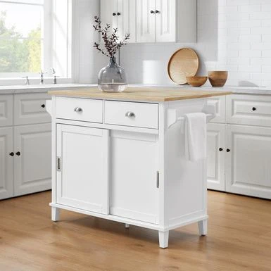 Cora Drop Leaf Kitchen Island - White 3 Cora Drop Leaf Kitchen Island - White
