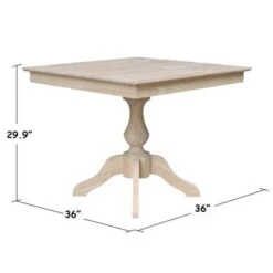36" X 36" Square Top Pedestal Table - Unfinished - 35.9"H -Gourmet Interiors 8dce545f 828a 4939 944e cf204610ec7a