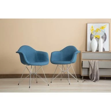 Porthos Home Upholstered Dining Armchairs W/ Metal Legs (Set Of 2) - Blue 4 Porthos Home Upholstered Dining Armchairs W/ Metal Legs (Set Of 2) - Blue - Image 2