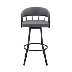 Valerie 30" Swivel Slate Grey Faux Leather And Black Metal Bar Stool -Gourmet Interiors 8e0bcb69 4631 469b 91e5 c56f05c3ca72