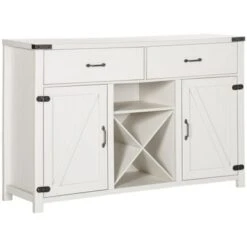 HomCom Wooden Farmhouse Sideboard Storage Buffet Cabinet - White -Gourmet Interiors 8e3841ea 41d4 4011 afcb 8dc7b1f4bcc1