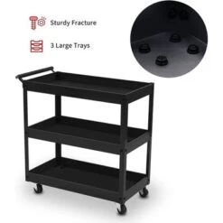 Mcombo 3 Tiers Metal Tool Cart For Garage, Utility Heavy Duty Cart With Anti-Scratched Cloth, Lockable Wheels, TC77 - Red -Gourmet Interiors 8e593274 9fcf 4f1d 83ad b68458c5cdb2