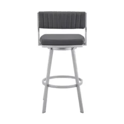 Capri 26" Swivel Slate Grey Faux Leather And Silver Metal Bar Stool -Gourmet Interiors 8e7bceab a484 4911 b14f d3673e3757ba