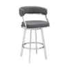 Saturn 30" Bar Height Swivel Grey Faux Leather And Brushed Stainless Steel Bar Stool -Gourmet Interiors 8edbcd38 b607 4e33 b90f 349ebaa5610c