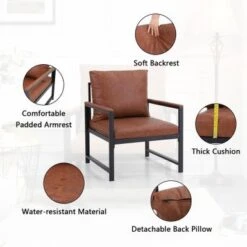 PHI VILLA Accent Living Room Lounge Sofa Chair With Metal Frame - Brown -Gourmet Interiors 8f00c70d c2d2 4ec3 8e46 ab5393be4bae
