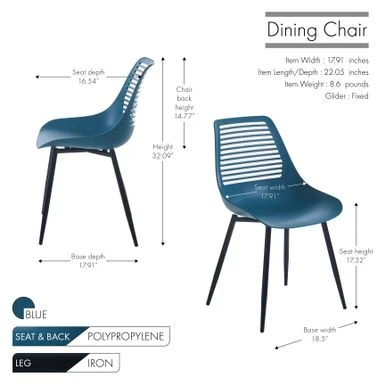 Porthos Home Ebrill Dining Chairs Set Of 2, Plastic Shell, Iron Legs - Black 15 Porthos Home Ebrill Dining Chairs Set Of 2, Plastic Shell, Iron Legs - Black - Image 13