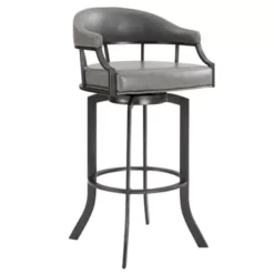 Pharaoh Swivel 30" Mineral Finish And Gray Faux Leather Bar Stool -Gourmet Interiors 8f10e7cf f714 4c90 8e9e c35a45fd1321