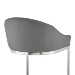 Atherik Counter Stool In Brushed Stainless Steel With Grey Faux Leather -Gourmet Interiors 8f1d76d3 3421 4b6d 9b85 6ecea7c5ab4e