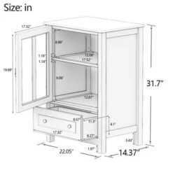 White Buffet Cabinet With Single Glass Doors,Unique Bell Handle - White -Gourmet Interiors 8f2e0ccf 1184 4944 86a8 1eca26a7a881