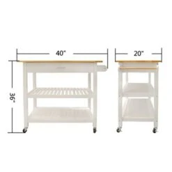 40 In.White Double Kitchen Cart - Kitchen Cart - White -Gourmet Interiors 8fc2f236 f84b 41f3 aa37 e5aae9e21f9f