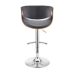Gionni Adjustable Swivel Grey Faux Leather And Walnut Wood Bar Stool With Chrome Base -Gourmet Interiors 8fce27e2 7302 4139 ad24 b809533e9d35
