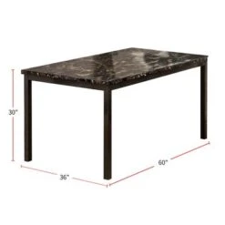 Faux Marble And Metal Dining Table In Black - 60 Inches -Gourmet Interiors 900334ab d1fe 4695 85f7 95635528e478