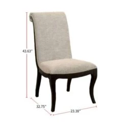 Set Of 2 Fabric Side Chair In Beige And Espresso - Beige -Gourmet Interiors 900a73e5 5225 4b33 9d79 832edc3b9aed