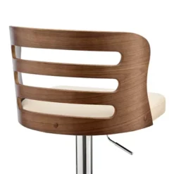 Khalia Adjustable Swivel Cream Faux Leather And Walnut Wood Bar Stool With Chrome Base -Gourmet Interiors 901fcd3e af69 4037 9b70 71c110572d17