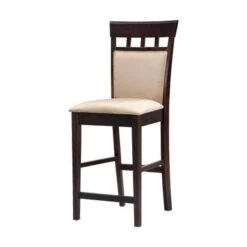 Upholstered Counter Height Stools Cappuccino And Tan (Set Of 2)
