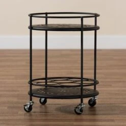 Baxton Studio Dallan Modern Industrial Metal 2-Tier Kitchen Cart - White -Gourmet Interiors 9080b884 b544 4e08 b337 4b65917ac4c4