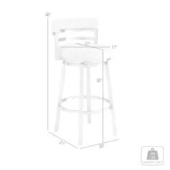 Titana 30" Bar Height Swivel White Faux Leather And Brushed Stainless Steel Bar Stool -Gourmet Interiors 90d9abae 9e70 4e55 ad32 f5dadb1ff6ef