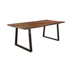 Rectangular Dining Table With Metal Base In Grey Sheessam And Black - Grey Sheessam And Black - Grey Sheessam And Black