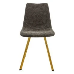 LeisureMod Markley Modern Leather Dining Chair With Gold Legs Set Of 4 - Charcoal Black -Gourmet Interiors 90f6cd01 5341 48e3 819b dbfe8d1b34a6