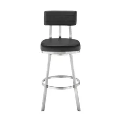 Jinab Swivel Bar Stool In Brushed Stainless Steel With Black Faux Leather -Gourmet Interiors 9172d44d 752c 4c73 9b38 730a86919dd1