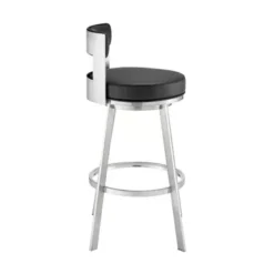 Lynof Swivel Counter Stool In Brushed Stainless Steel With Black Faux Leather -Gourmet Interiors 918cfc5d 3762 444f a2ff ba6dcb1ad24c