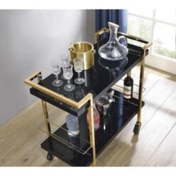 Alios Serving Cart With Gold Frame - Black With Gold Frame -Gourmet Interiors 9196c704 7255 45b3 bdfd 21ae4579c3ba