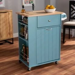 Copper Grove Hudaydah Modern Blue Kitchen Cart -Gourmet Interiors 91bf3335 091e 4468 9778 7b0603148fb3
