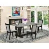 East West Furniture Mid Century Dining Set - Wooden Table With Trestle Base And Upholstered Dining Chairs (Piece Option) - V697MZ606-5 -Gourmet Interiors 91e464f6 5c50 42c8 ba2f 3b014d250783