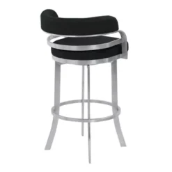 Prinz 30" Bar Height Swivel Black Faux Leather And Brushed Stainless Steel Bar Stool -Gourmet Interiors 91eabeb8 da58 4448 8a49 741905d6d5dc