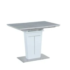 Somette Amelia White Marbleized Counter Table - Silver -Gourmet Interiors 92132f7b 2257 4e59 a988 57a7eb196b75